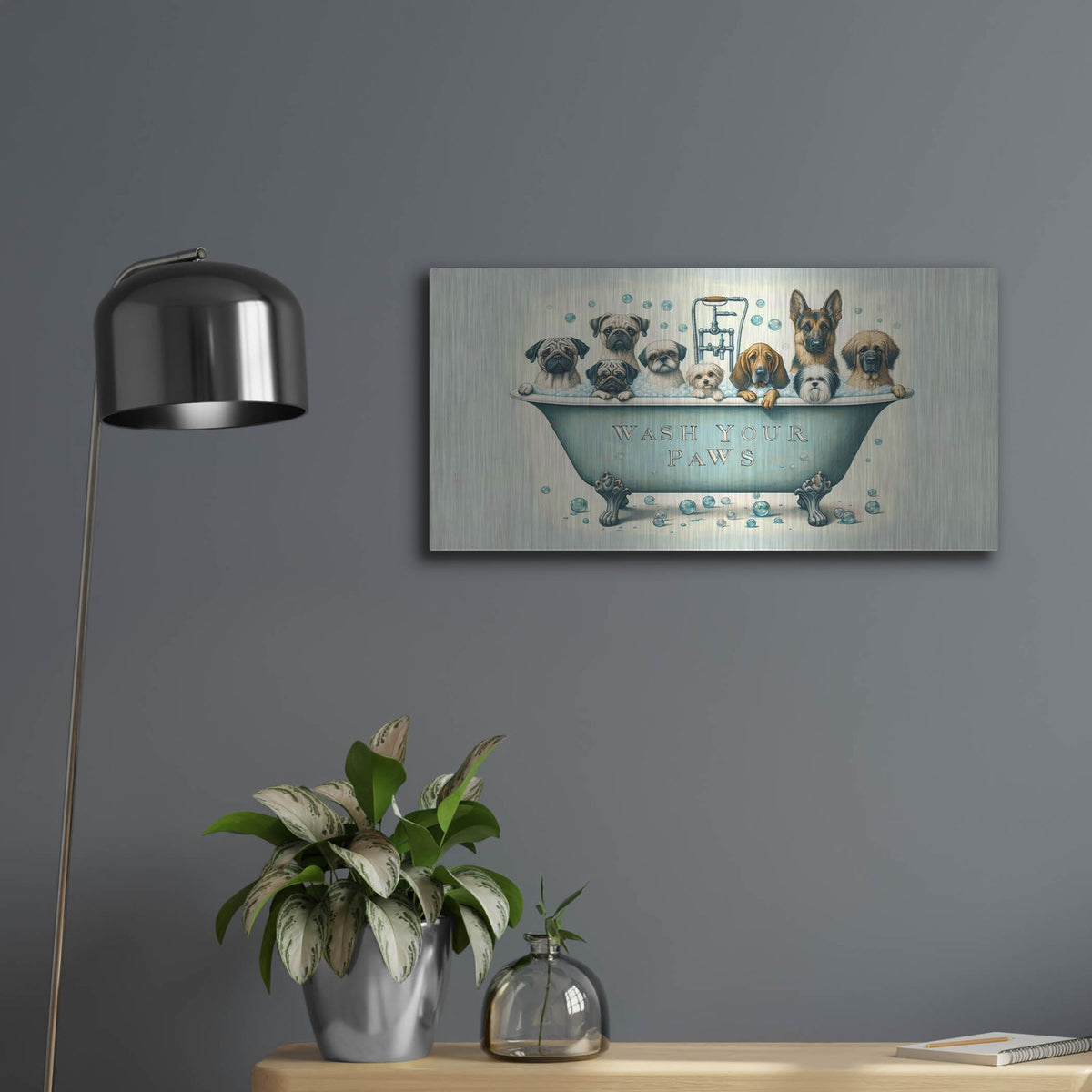 'Clean Paws' by Rich Monet Metal Wall Art