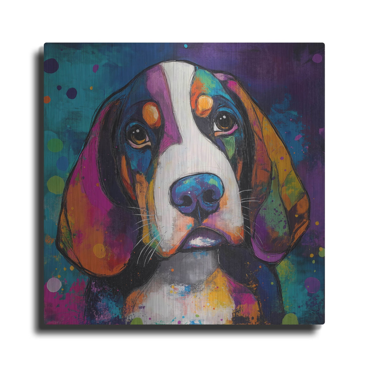 'Woof Basset Hound' by Rich Monet Metal Wall Art