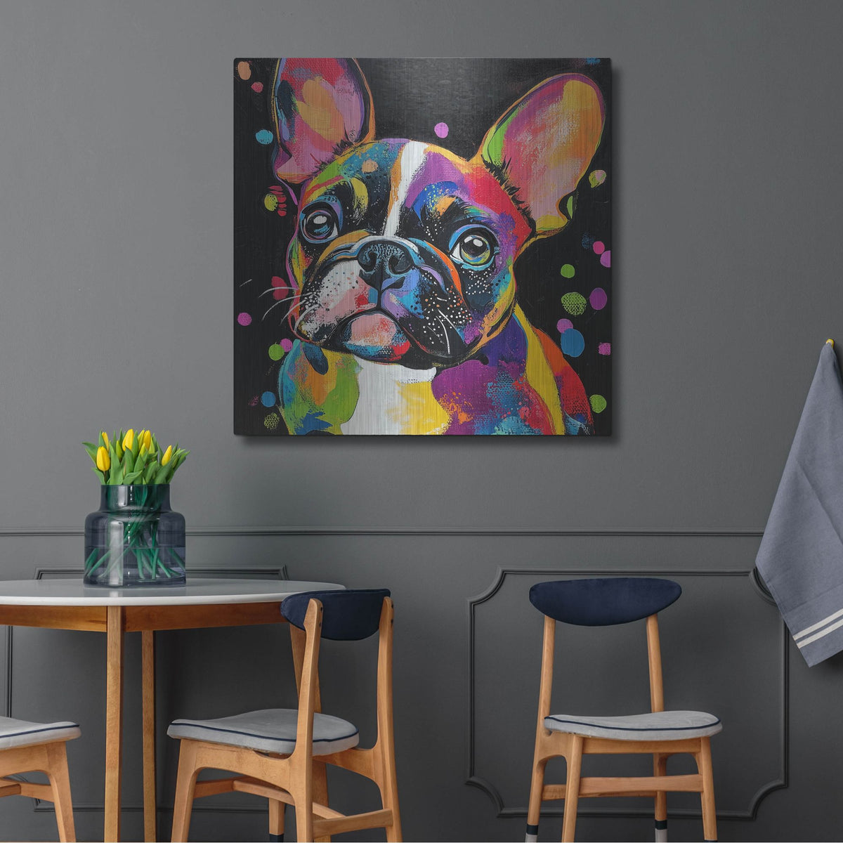 'Woof French Bulldog' by Rich Monet Metal Wall Art