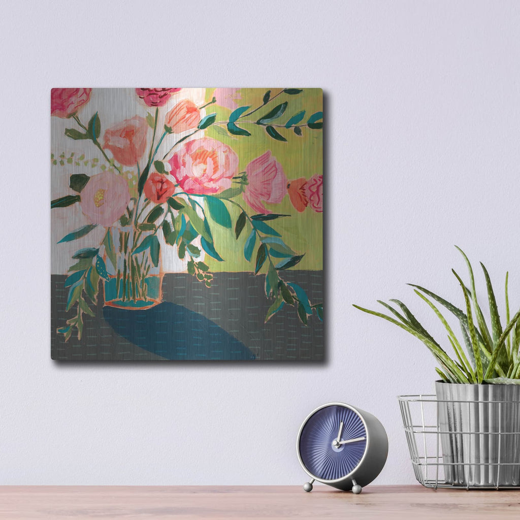 'Quirky Bouquet I' by Victoria Borges – Metal Wall Art, 12x12 room view