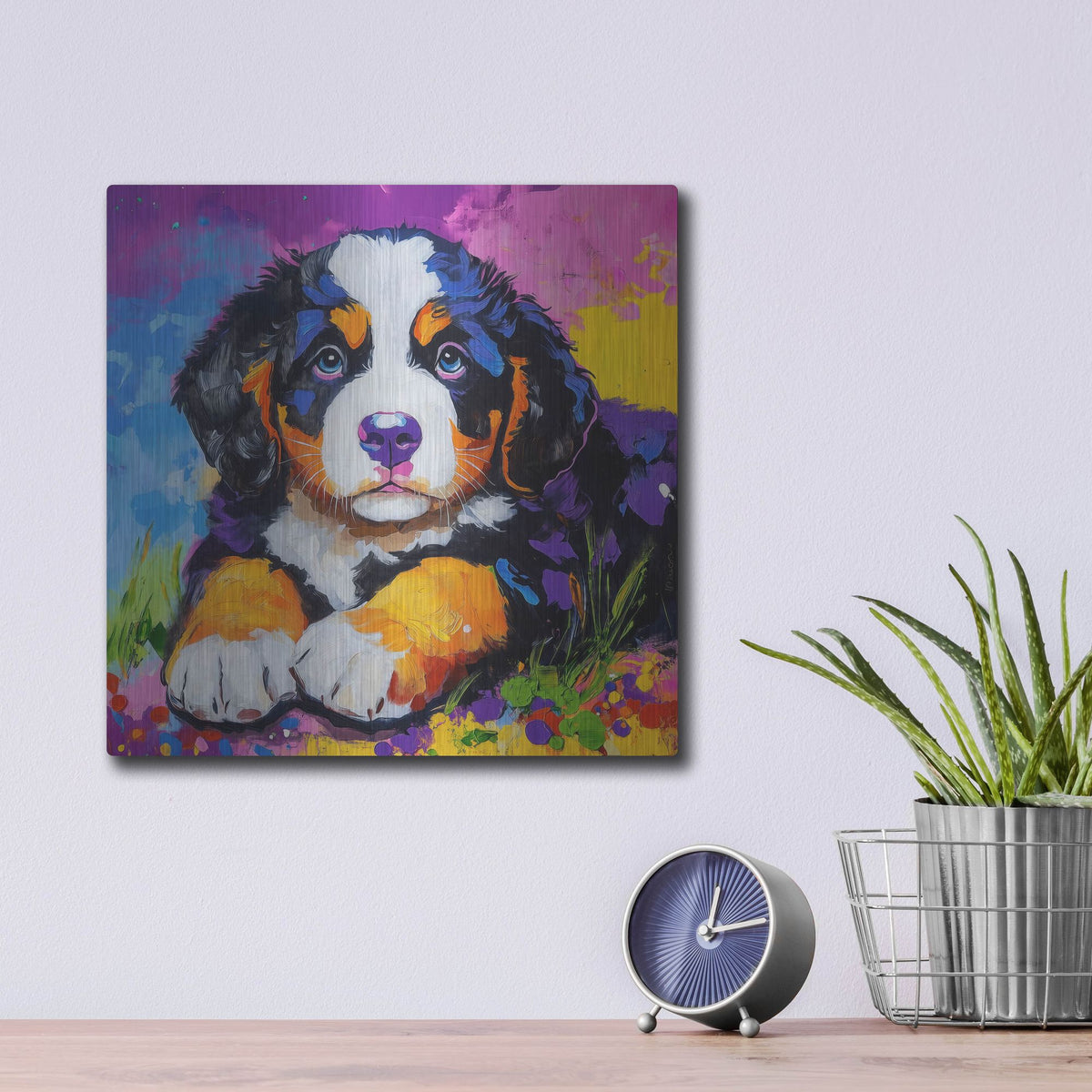'Woof Bernese Mountain Dog' by Rich Monet Metal Wall Art