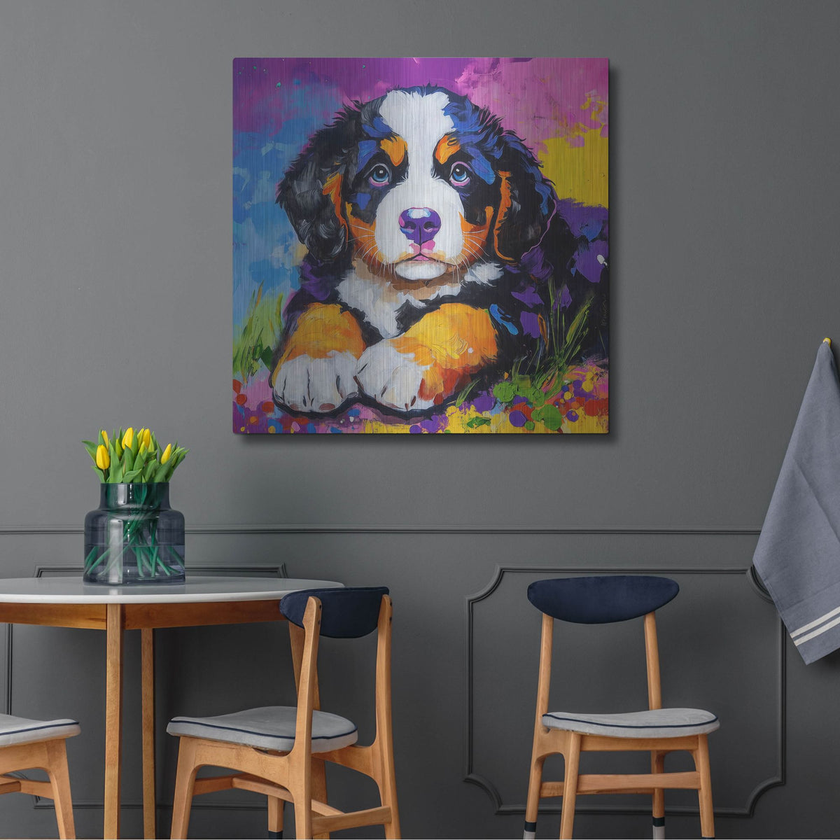 'Woof Bernese Mountain Dog' by Rich Monet Metal Wall Art
