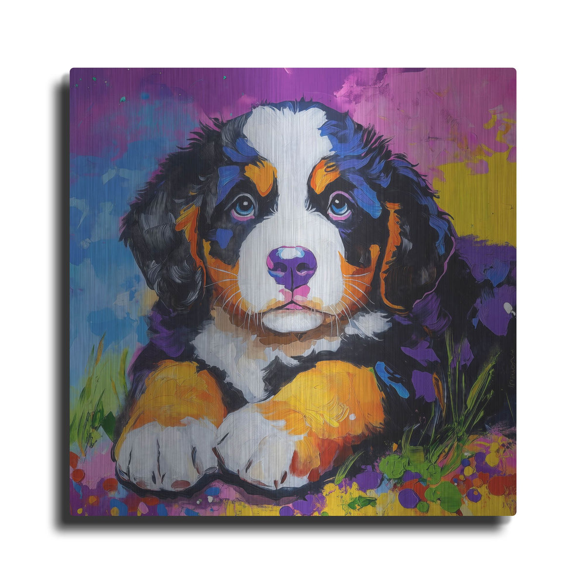 'Woof Bernese Mountain Dog' by Rich Monet Metal Wall Art