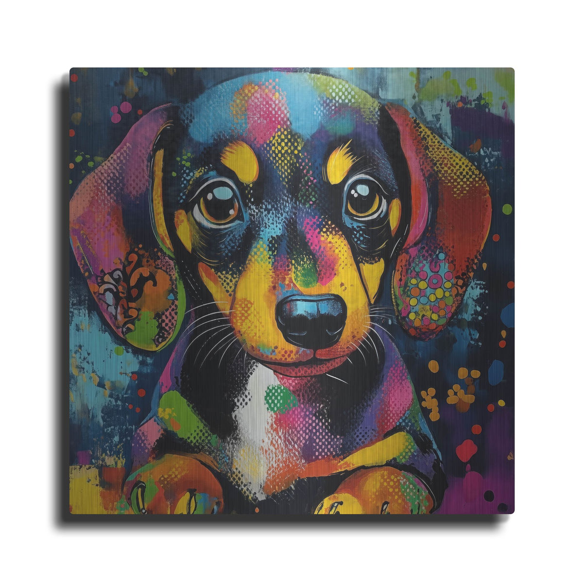 'Woof Dachshund' by Rich Monet Metal Wall Art