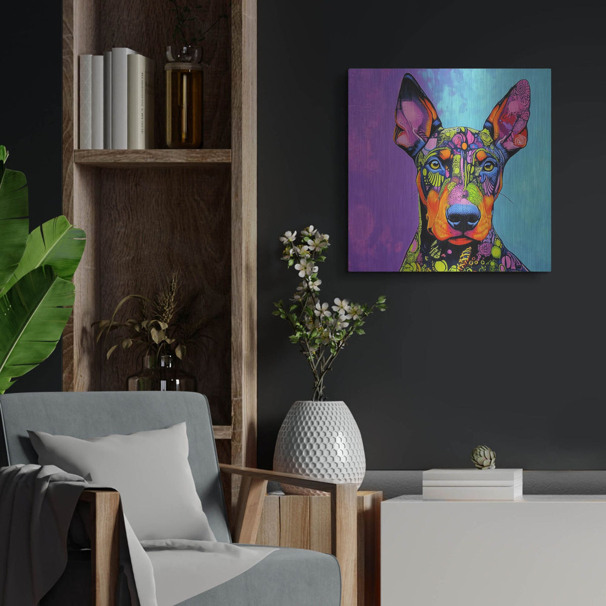 'Woof Deberman' by Rich Monet Metal Wall Art