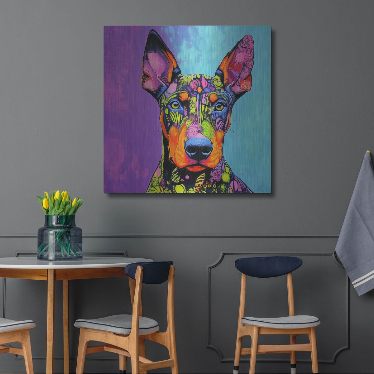 'Woof Deberman' by Rich Monet Metal Wall Art