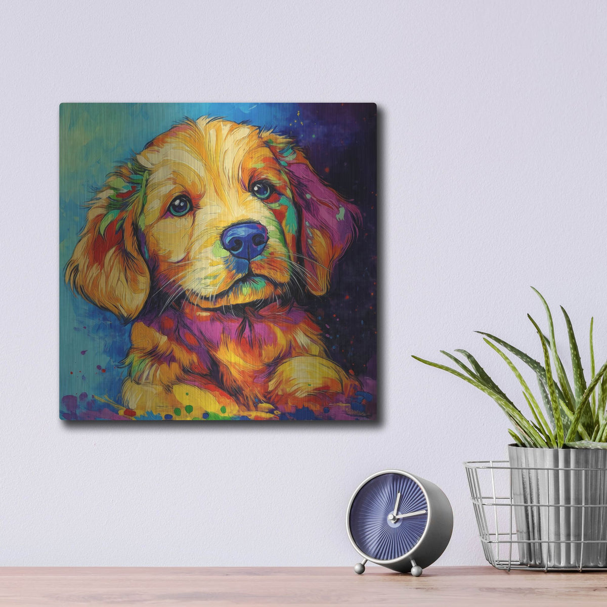 'Woof Golden Retriever' by Rich Monet Metal Wall Art