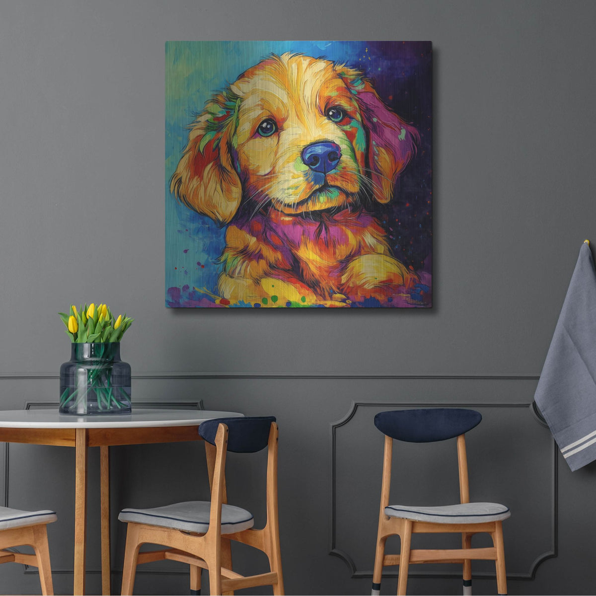 'Woof Golden Retriever' by Rich Monet Metal Wall Art