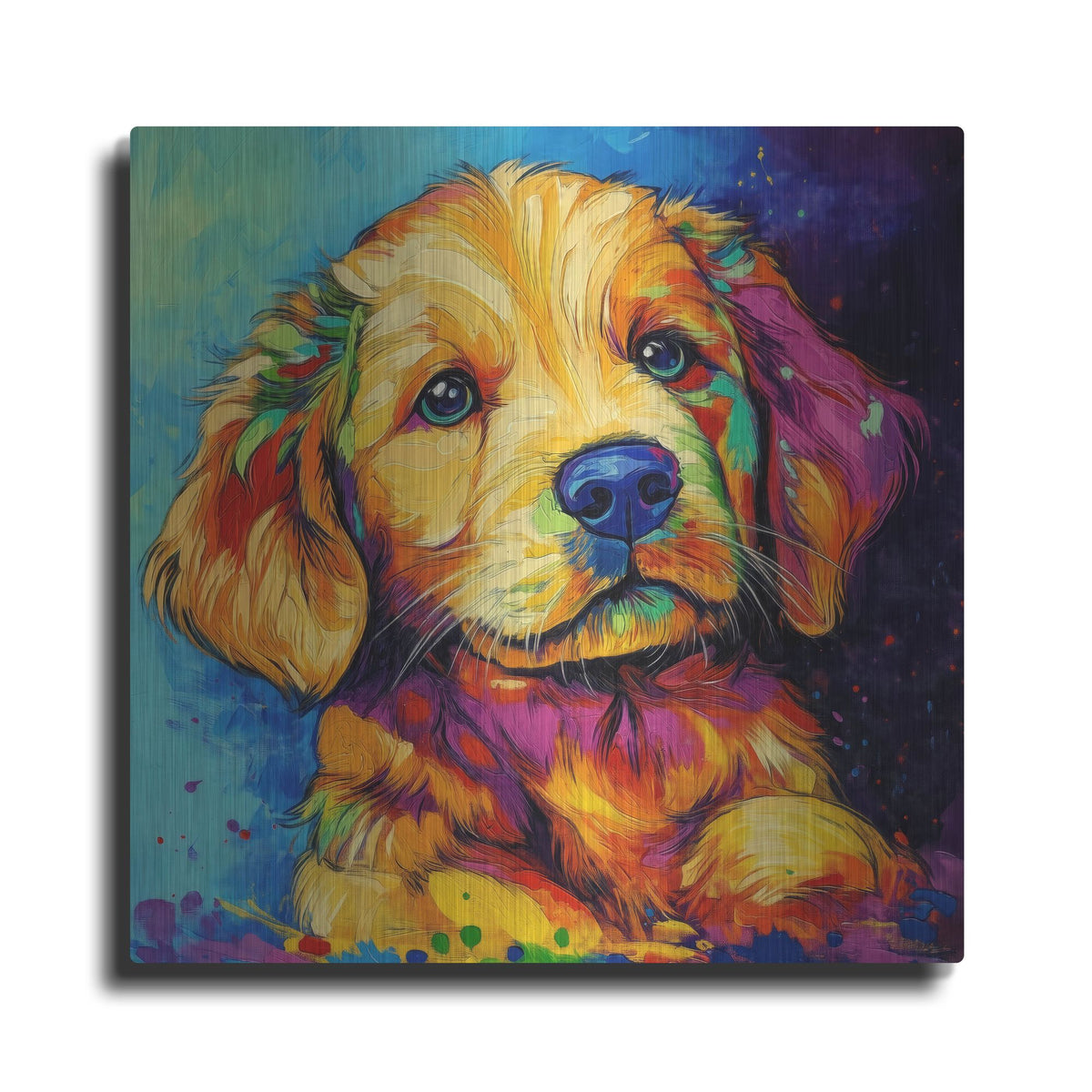 'Woof Golden Retriever' by Rich Monet Metal Wall Art