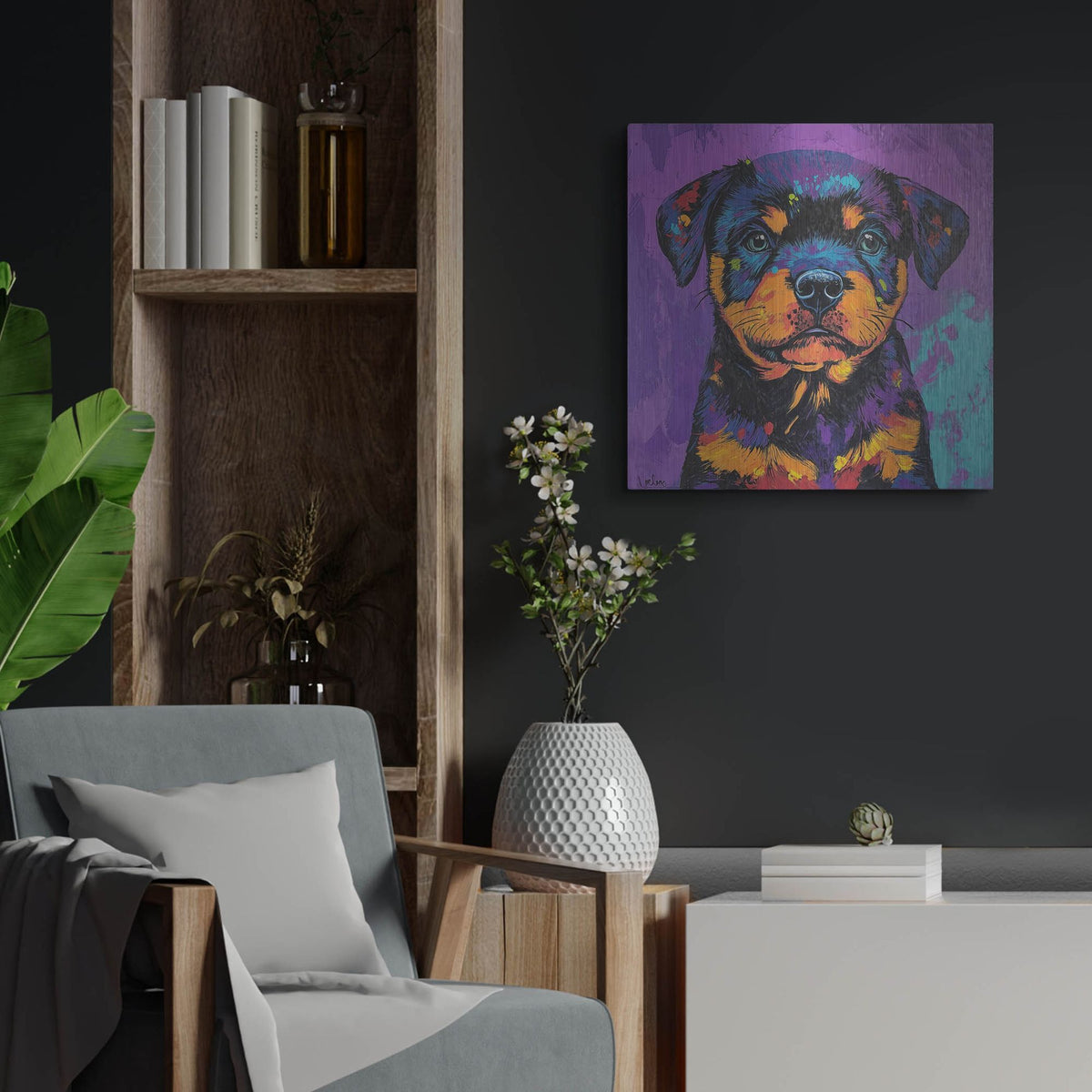 'Woof Rottweiler' by Rich Monet Metal Wall Art