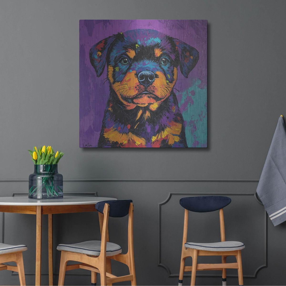 'Woof Rottweiler' by Rich Monet Metal Wall Art