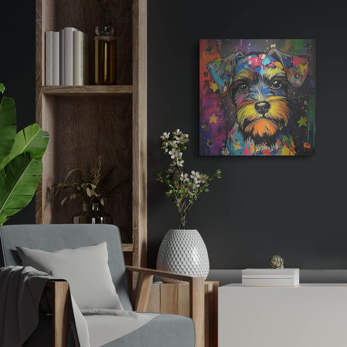 'Woof Schnauzer' by Rich Monet Metal Wall Art