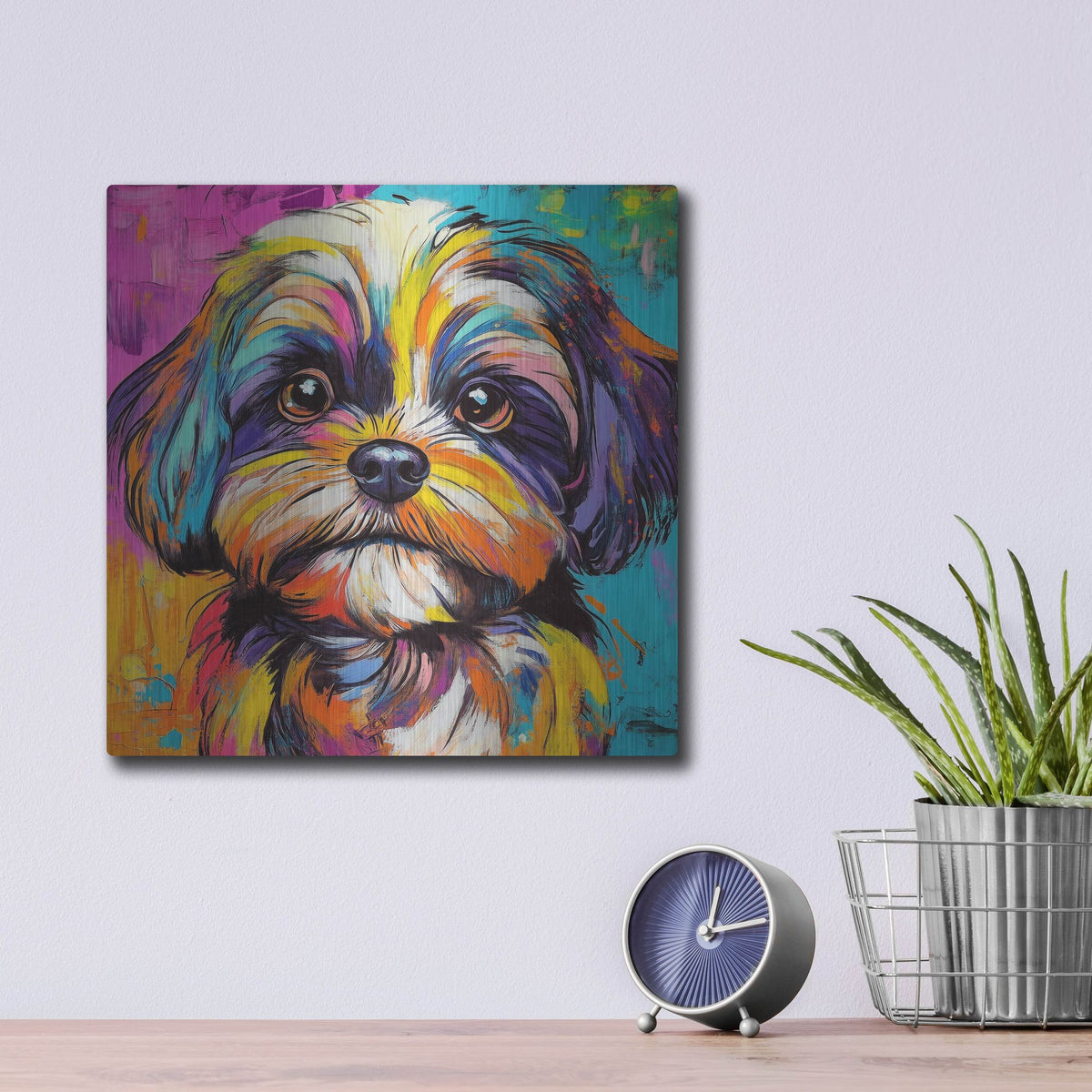'Woof Shih Tzu' by Rich Monet Metal Wall Art