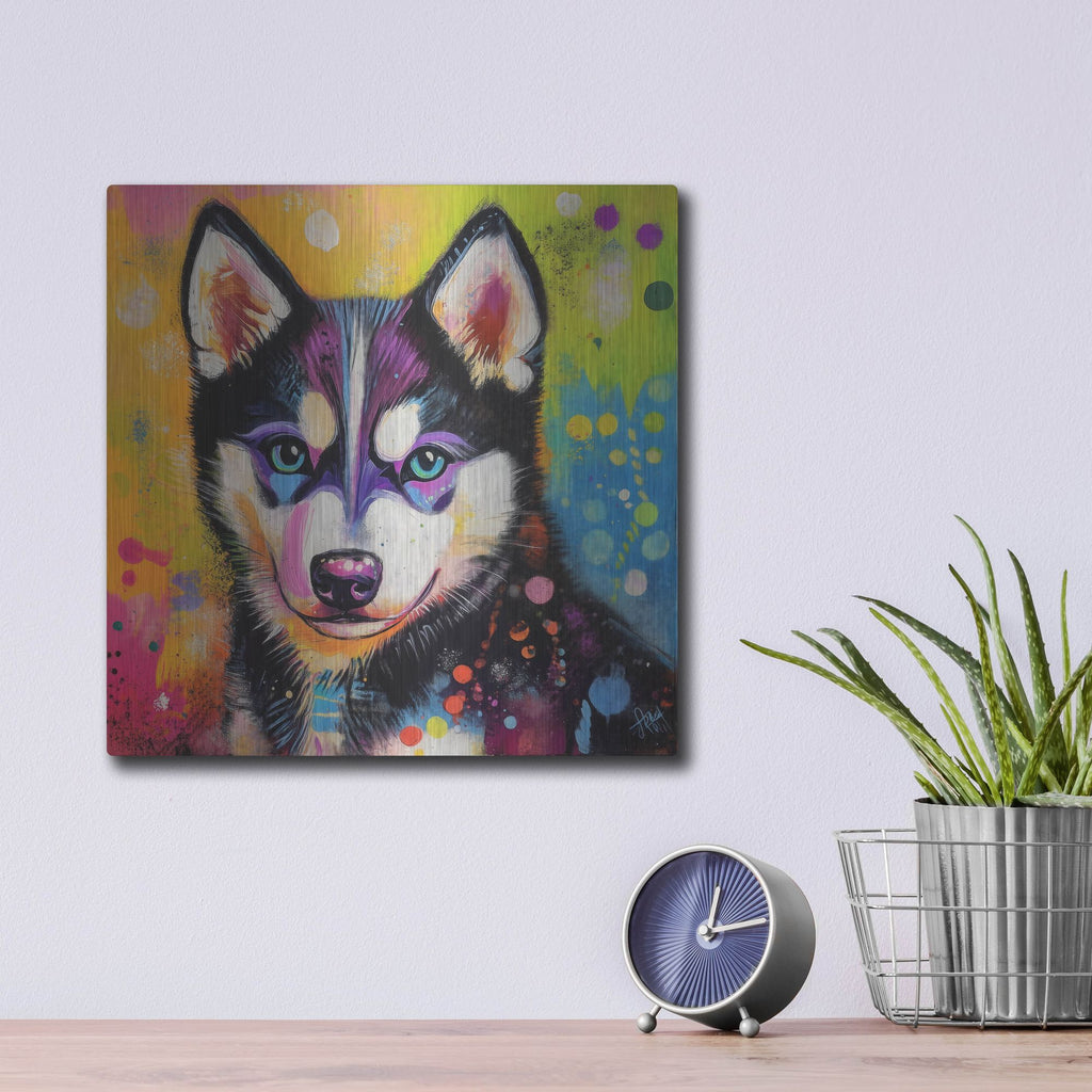 'Woof Siberian Huskie' by Rich Monet Metal Wall Art