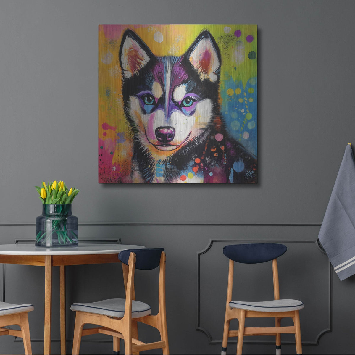 'Woof Siberian Huskie' by Rich Monet Metal Wall Art
