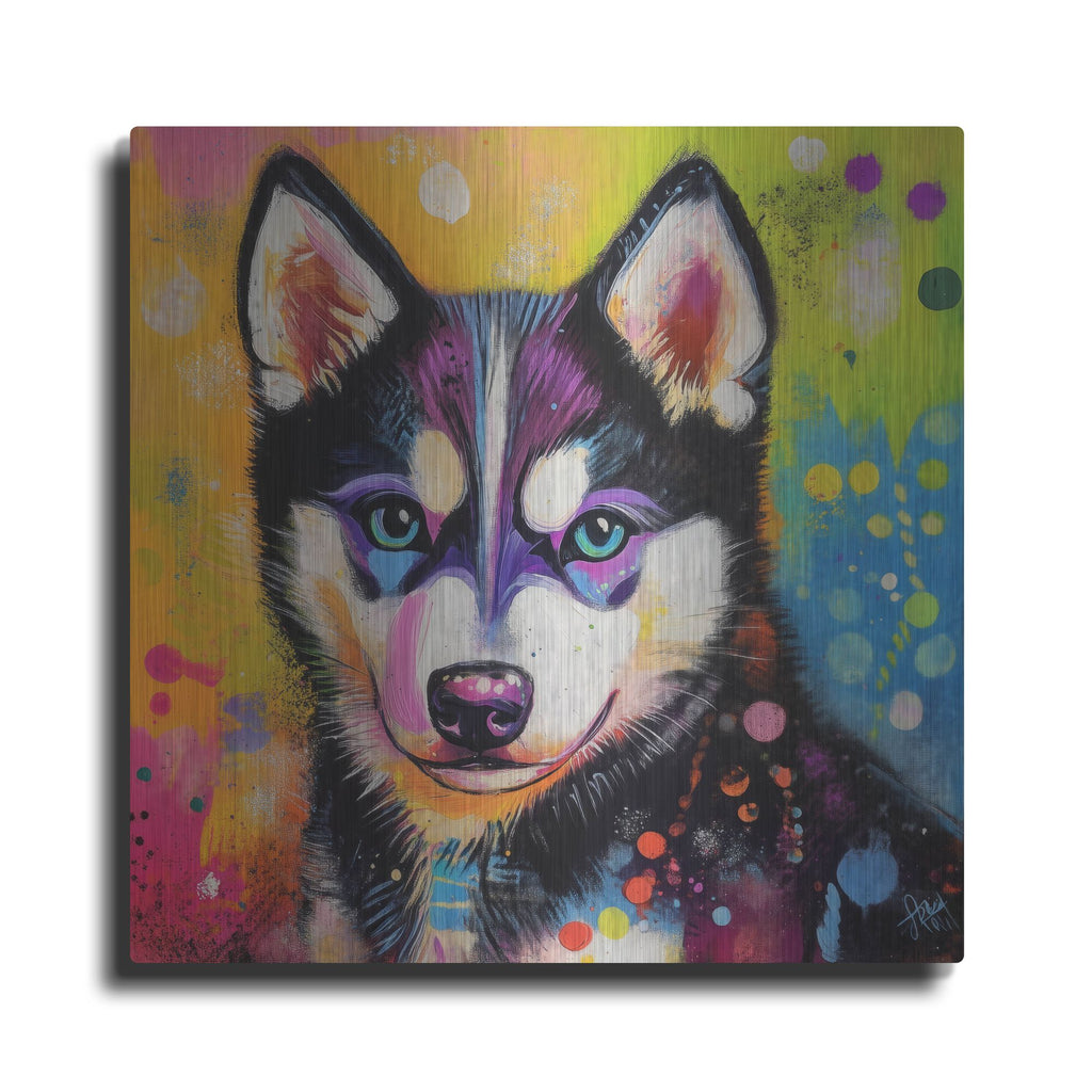'Woof Siberian Huskie' by Rich Monet Metal Wall Art