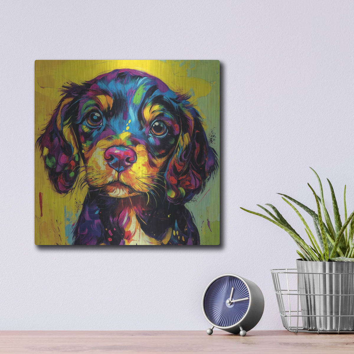 'Woof Spaniel' by Rich Monet Metal Wall Art