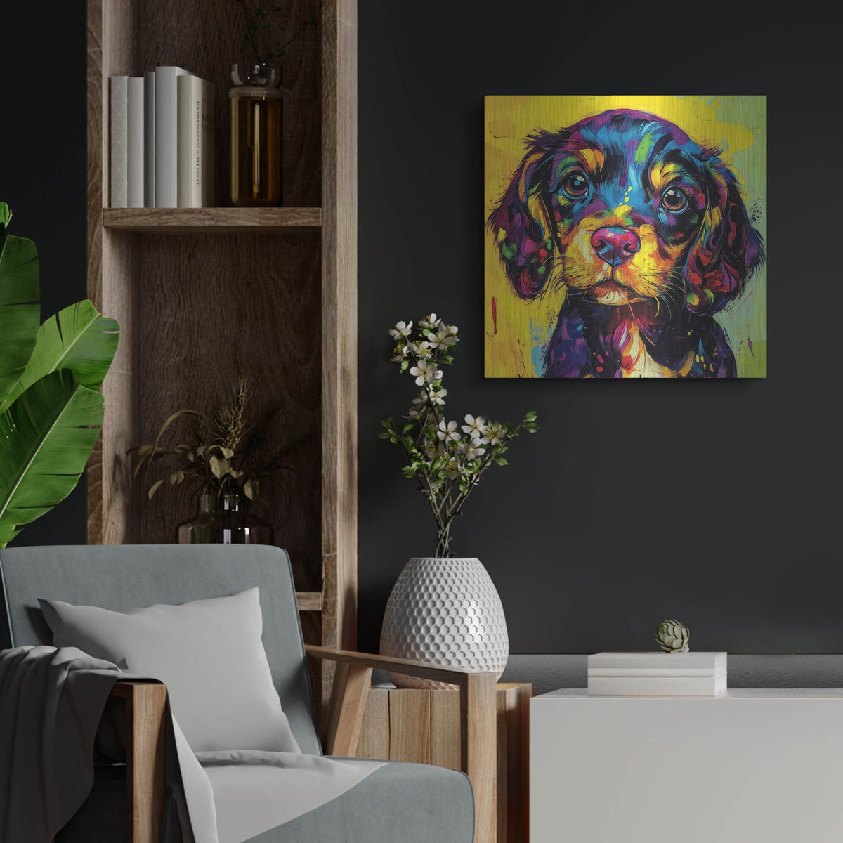 'Woof Spaniel' by Rich Monet Metal Wall Art