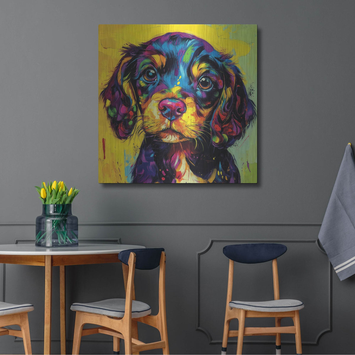 'Woof Spaniel' by Rich Monet Metal Wall Art