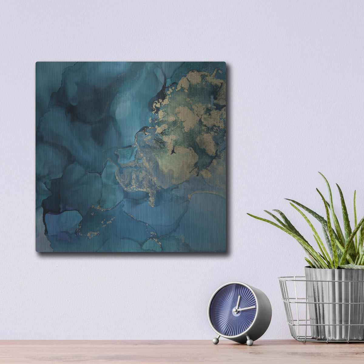 'Aquamarine Drift II' by Victoria Borges – Metal Wall Art, 12x12 room view