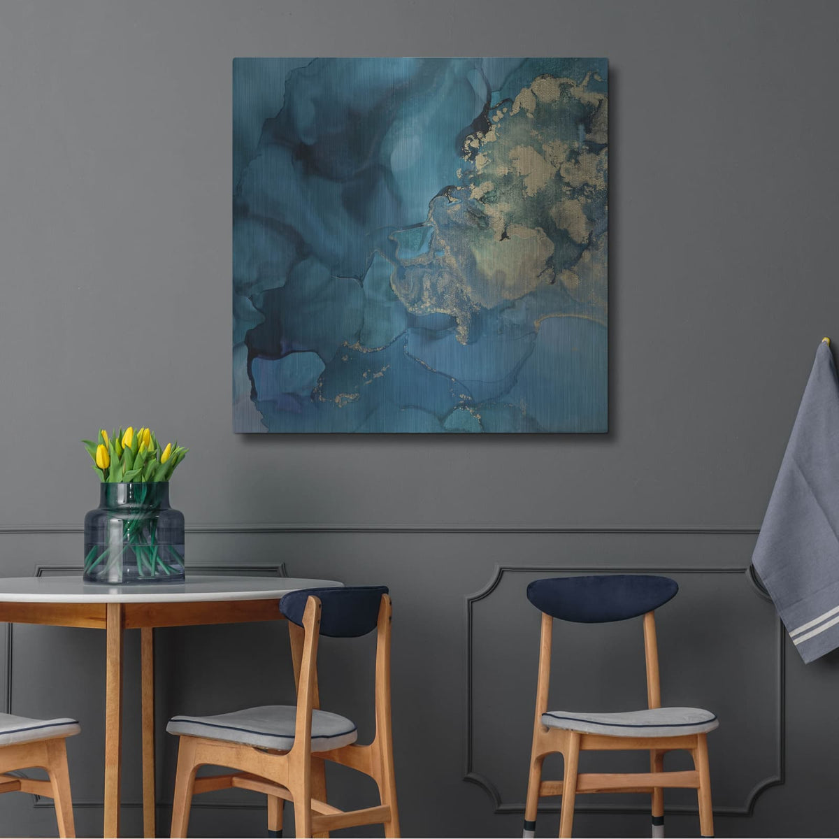 'Aquamarine Drift II' by Victoria Borges – Metal Wall Art, 36x36 room view