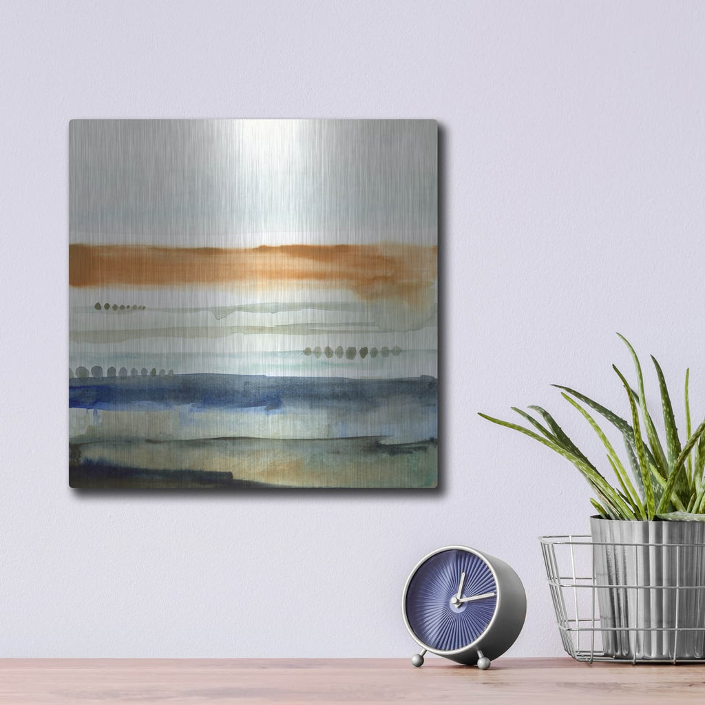 'Sunwashed Strata I' by Victoria Borges – Metal Wall Art, 12x12 room view