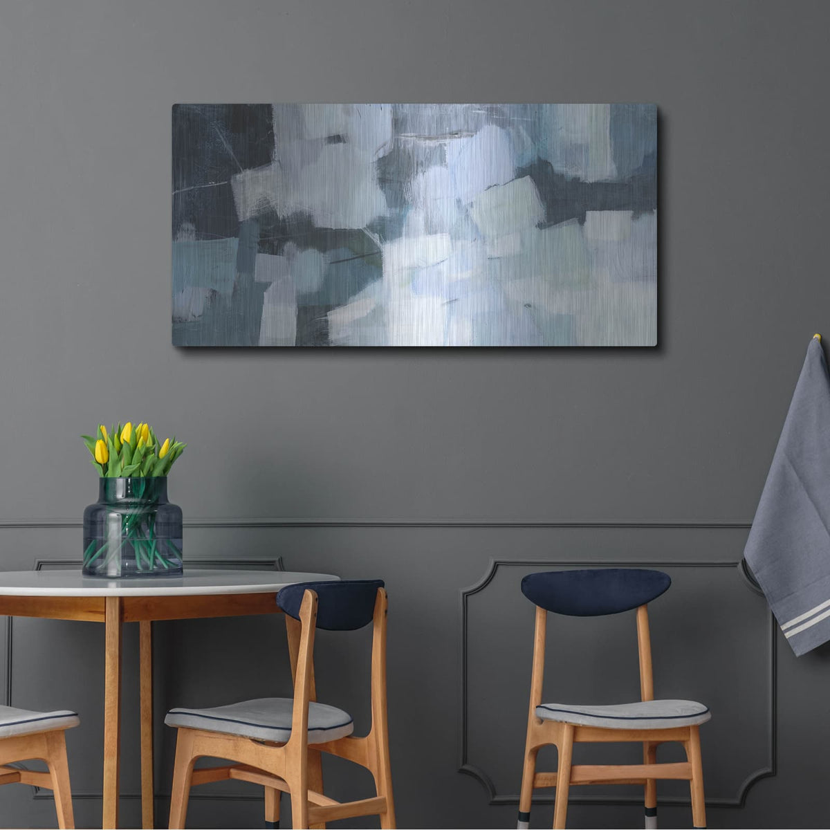 'Blue Deluge I' by Victoria Borges – Metal Wall Art, 48x24 room view