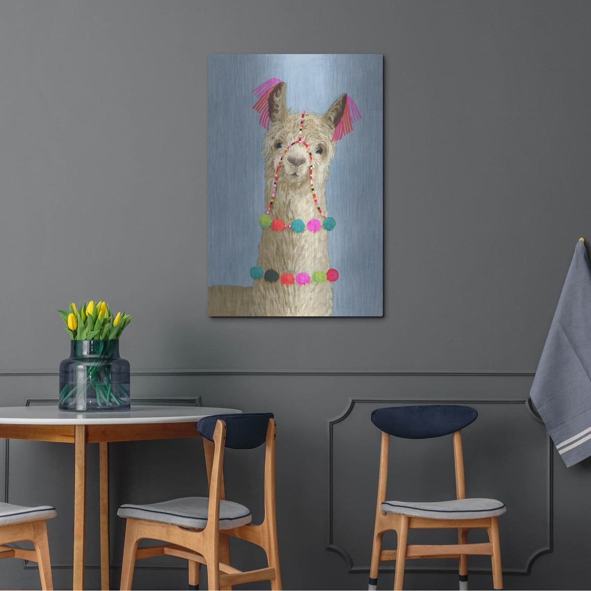 'Adorned Llama III' by Victoria Borges – Metal Wall Art, 24x36 room view