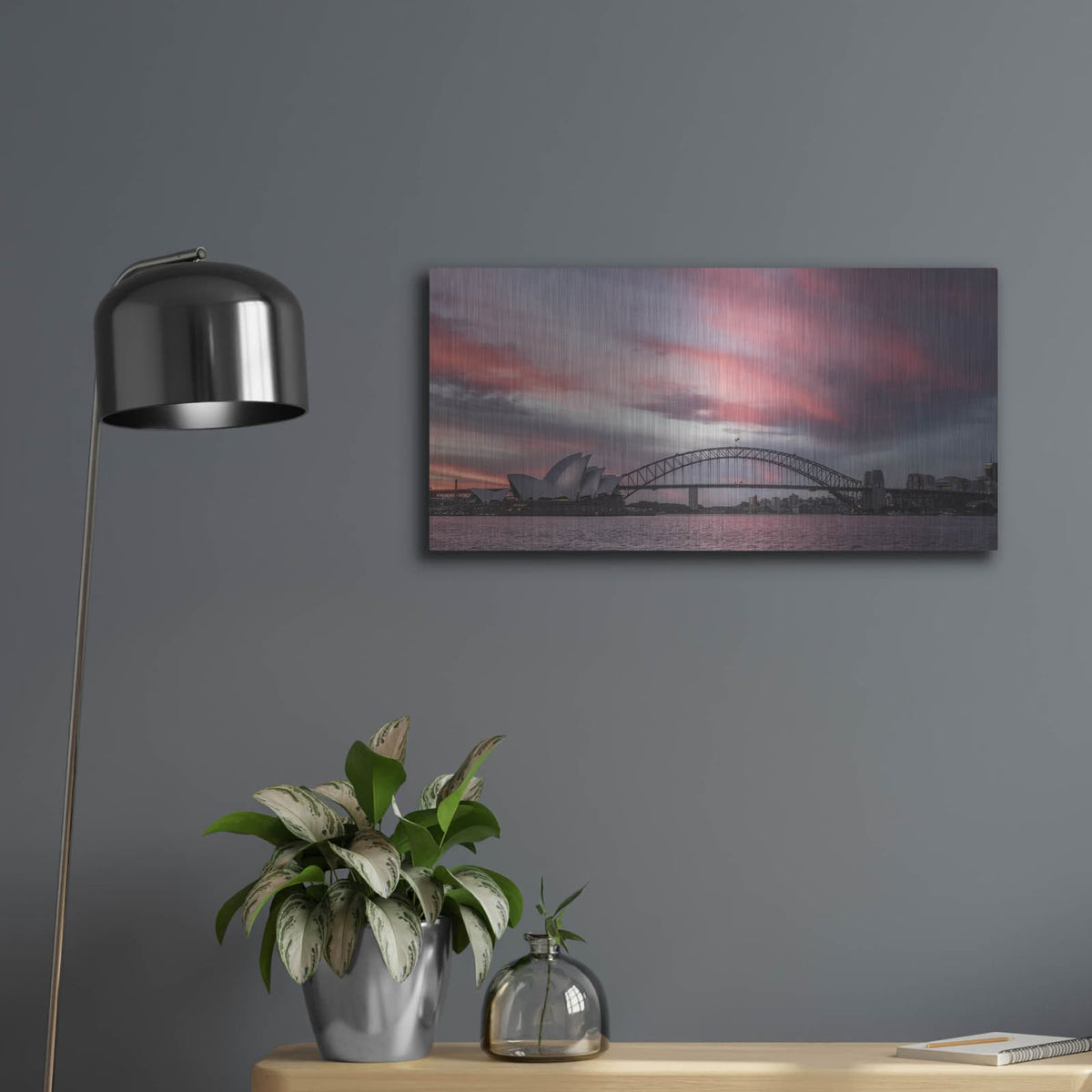 'Fire In The Harbor' by Danny Head – Metal Wall Art, 24x12 room view