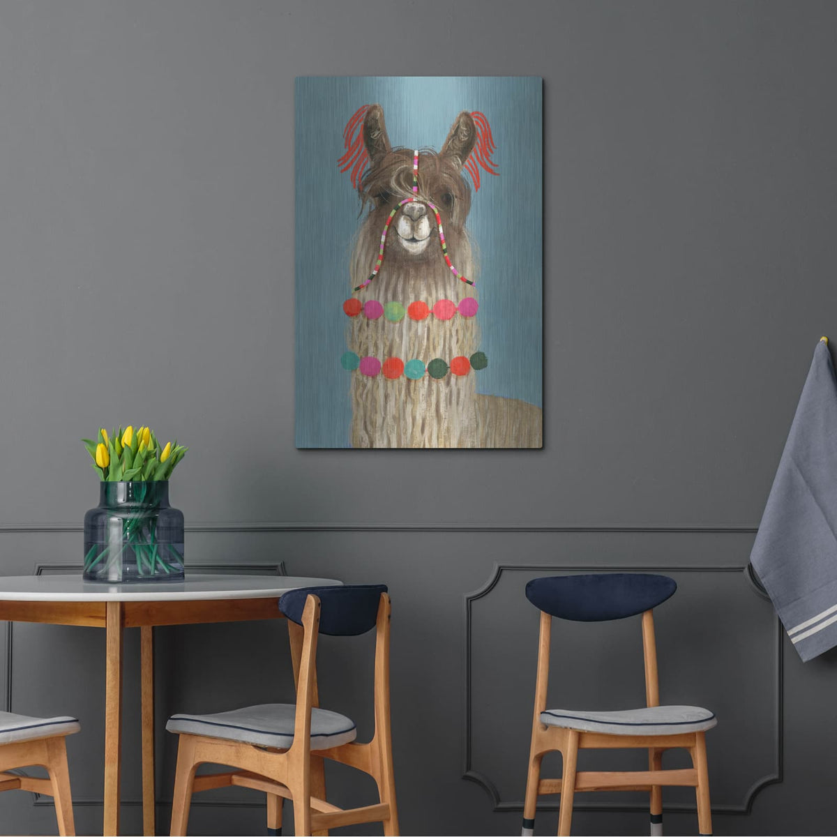 'Adorned Llama IV' by Victoria Borges – Metal Wall Art, 24x36 room view