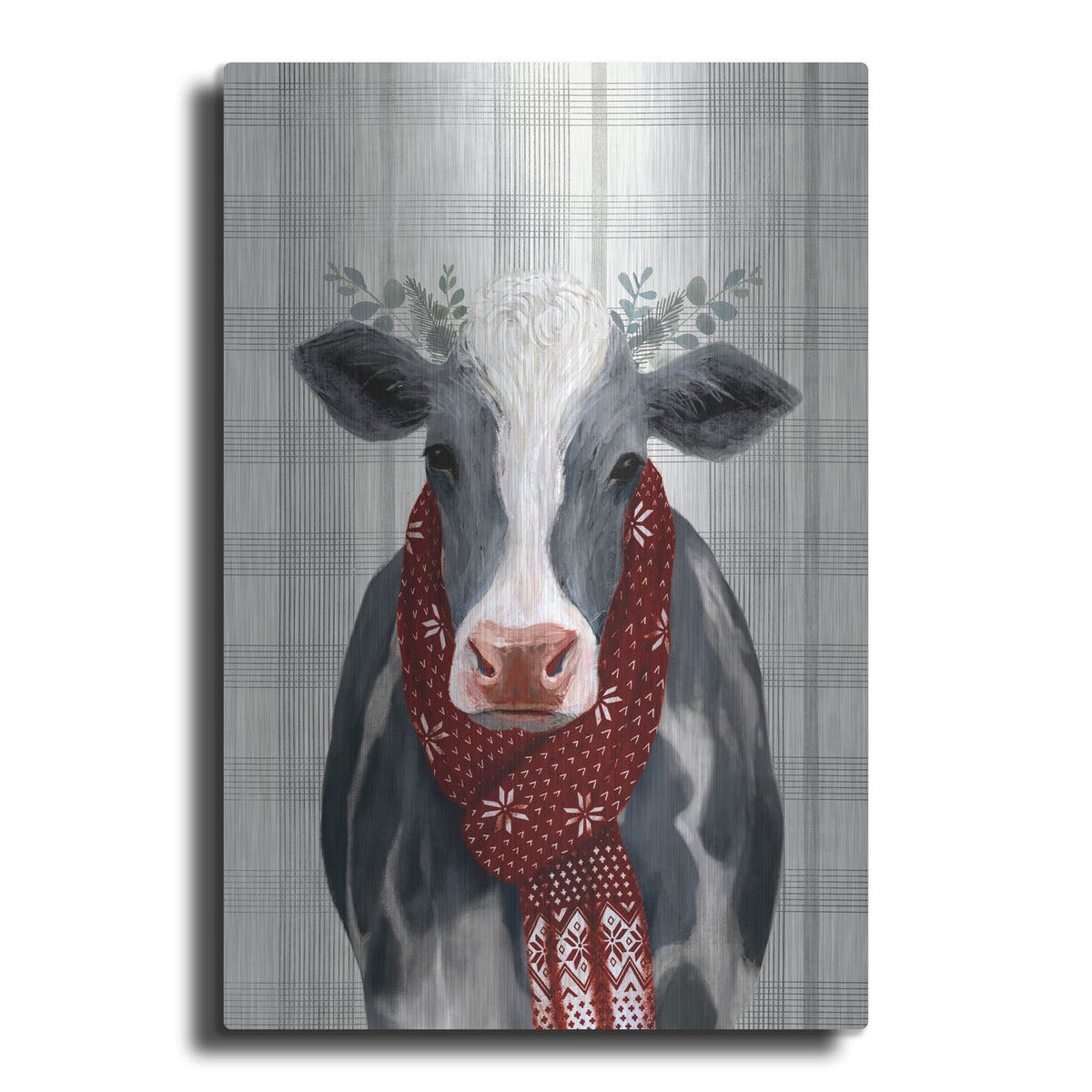 'Yuletide Cow II' by Victoria Borges – Metal Wall Art
