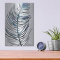 'Blue Feathered Palm 3' by Emma Scarvey – Metal Wall Art, 12x16 room view