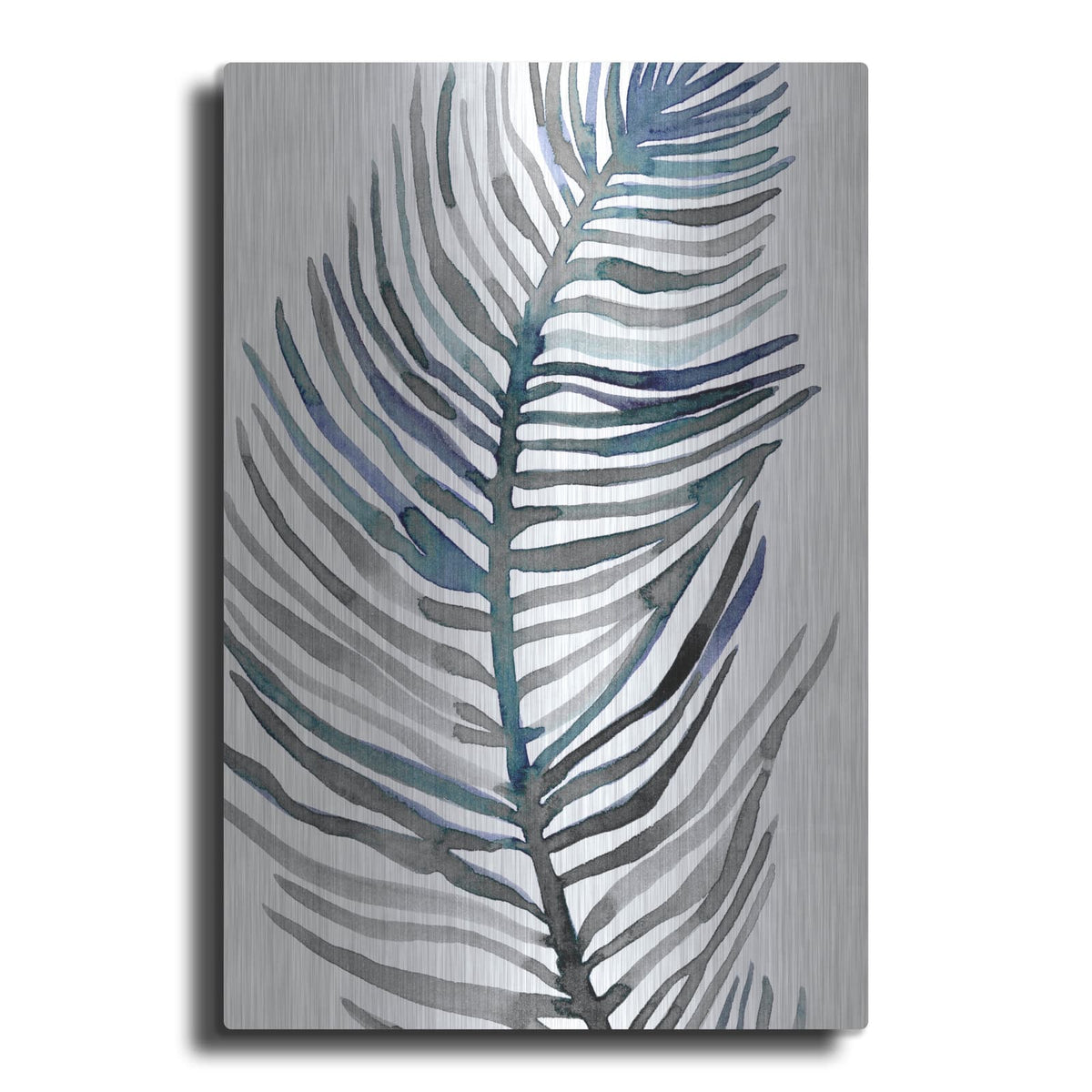 'Blue Feathered Palm 3' by Emma Scarvey – Metal Wall Art