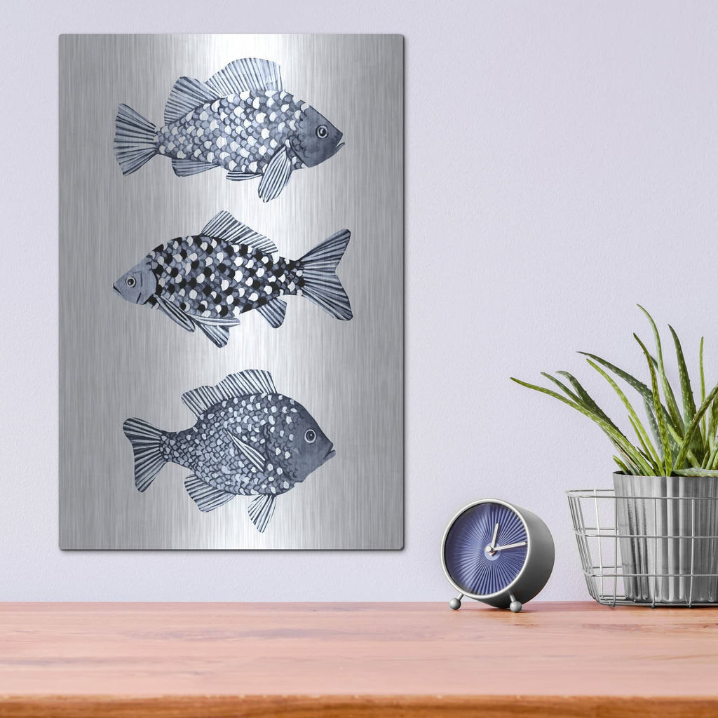 'Blue Fish 1' by Emma Scarvey – Metal Wall Art, 12x16 room view