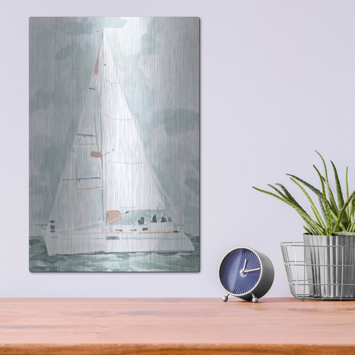 'Soft Sailboat 2' by Emma Scarvey – Metal Wall Art, 12x16 room view