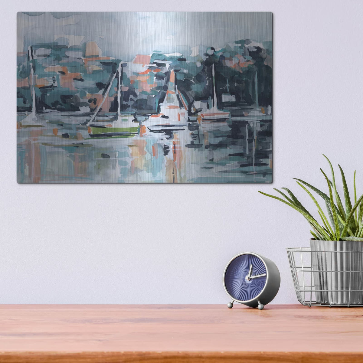 'Watercolor Bay 1' by Emma Scarvey – Metal Wall Art, 16x12 room view