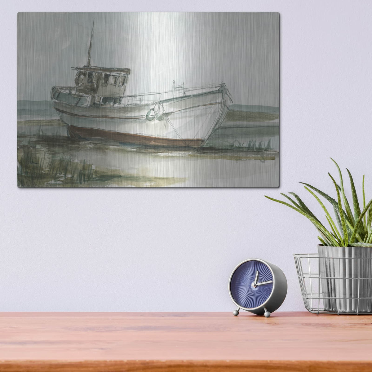 'Abandoned Fishing Boat 1' by Ethan Harper – Metal Wall Art, 16x12 room view