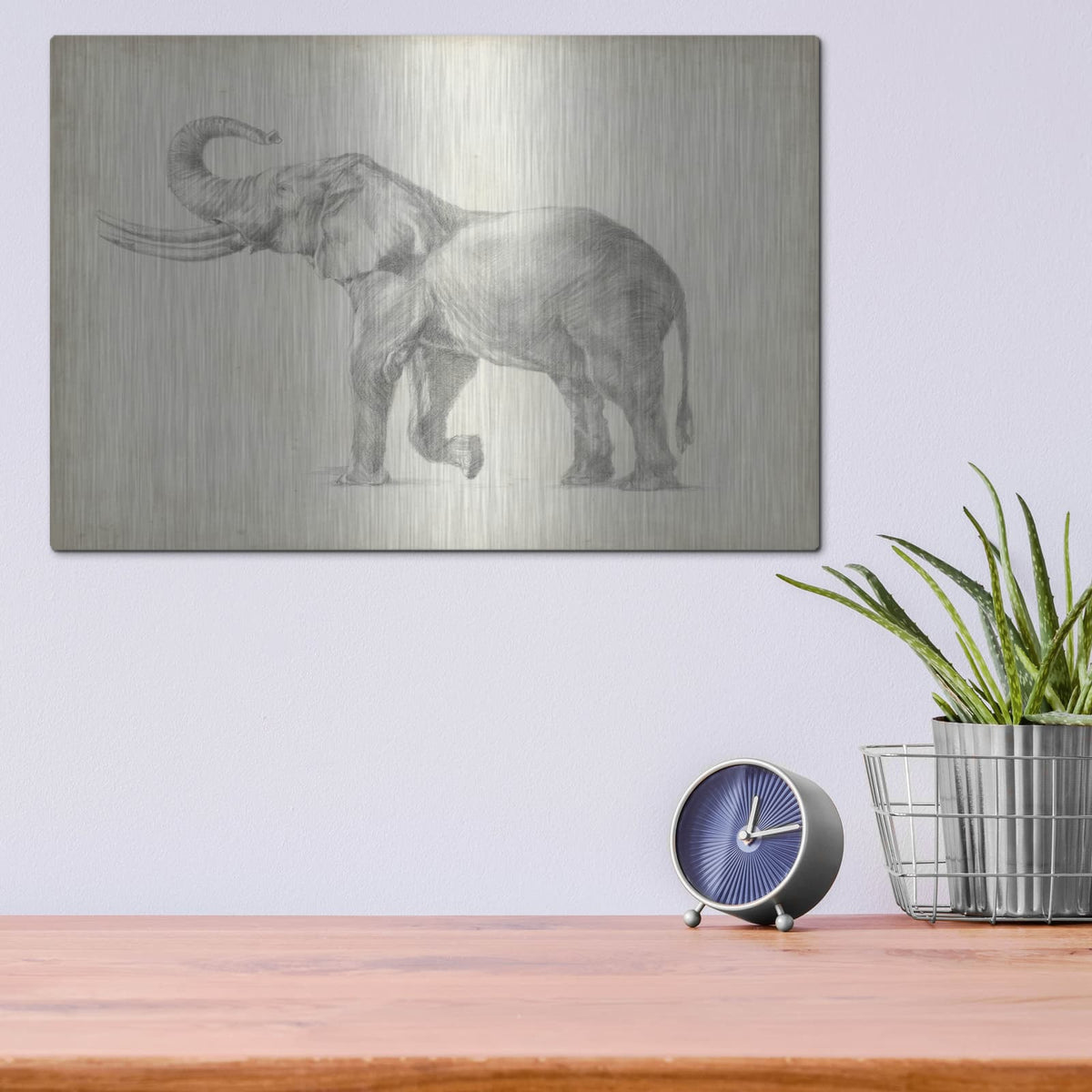 'Elephant Sketch 1' by Ethan Harper – Metal Wall Art, 16x12 room view