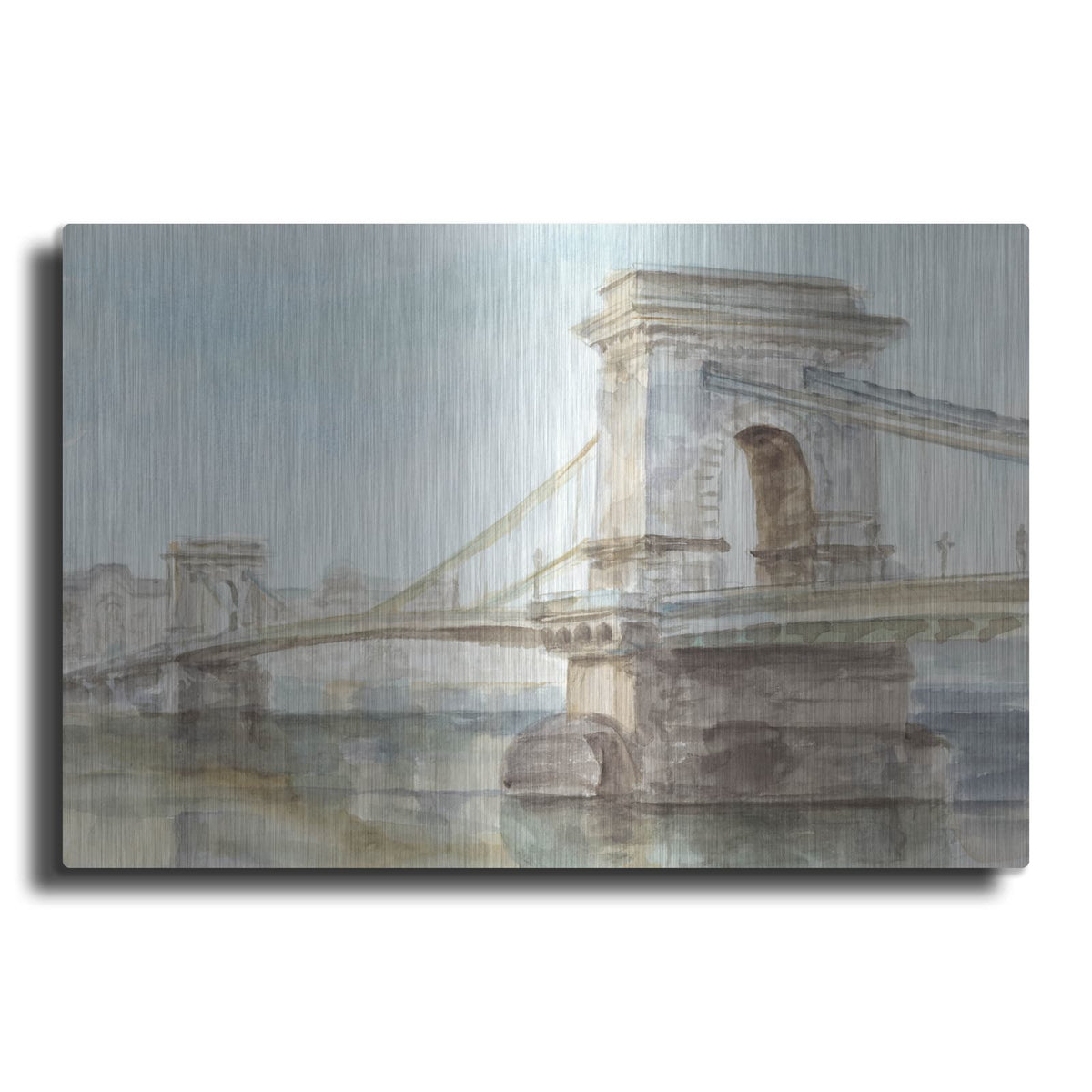 'Iconic Watercolor Bridge 1' by Ethan Harper – Metal Wall Art