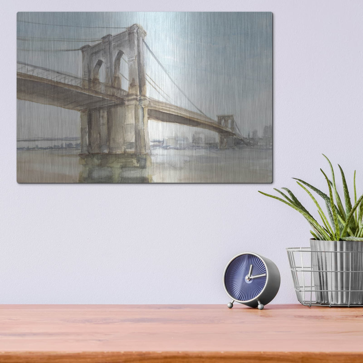 'Iconic Watercolor Bridge 2' by Ethan Harper – Metal Wall Art, 16x12 room view