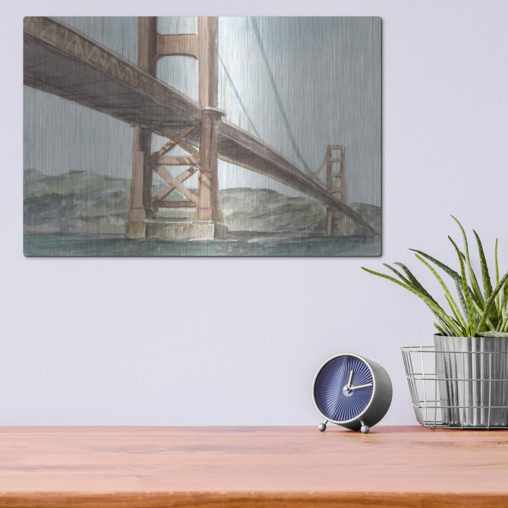 'Iconic Watercolor Bridge 3' by Ethan Harper – Metal Wall Art, 16x12 room view