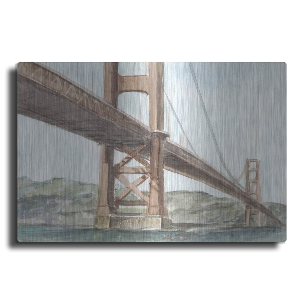 'Iconic Watercolor Bridge 3' by Ethan Harper – Metal Wall Art