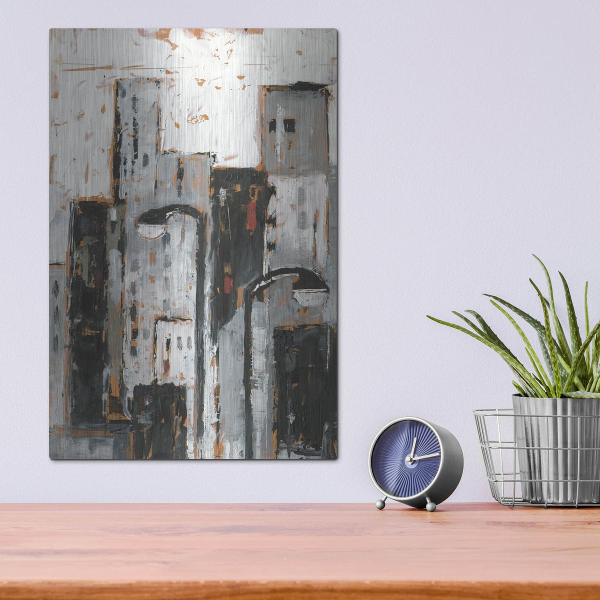 'Illuminated City 2' by Ethan Harper – Metal Wall Art, 12x16 room view