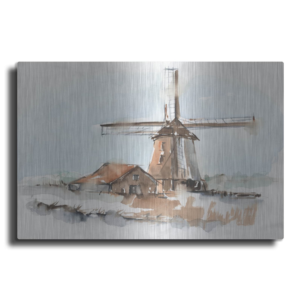 'Windmill Watercolor 1' by Ethan Harper – Metal Wall Art