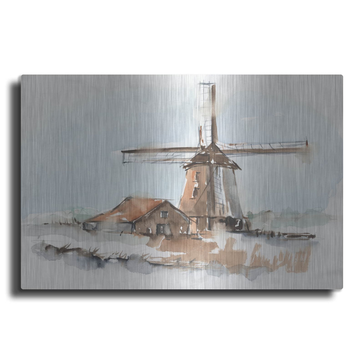 'Windmill Watercolor 1' by Ethan Harper – Metal Wall Art