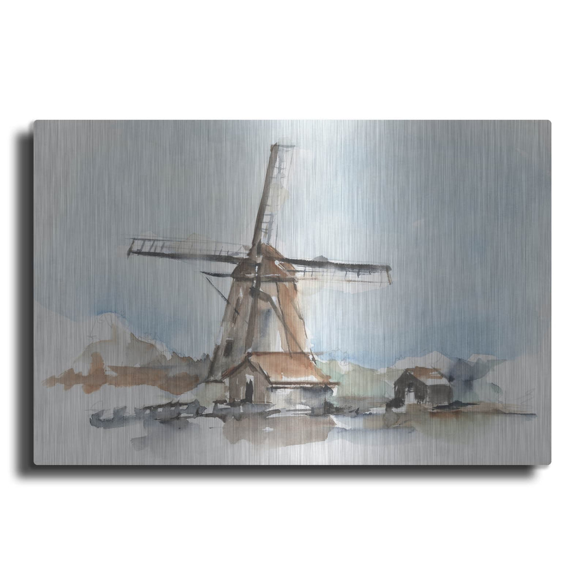 'Windmill Watercolor 2' by Ethan Harper – Metal Wall Art