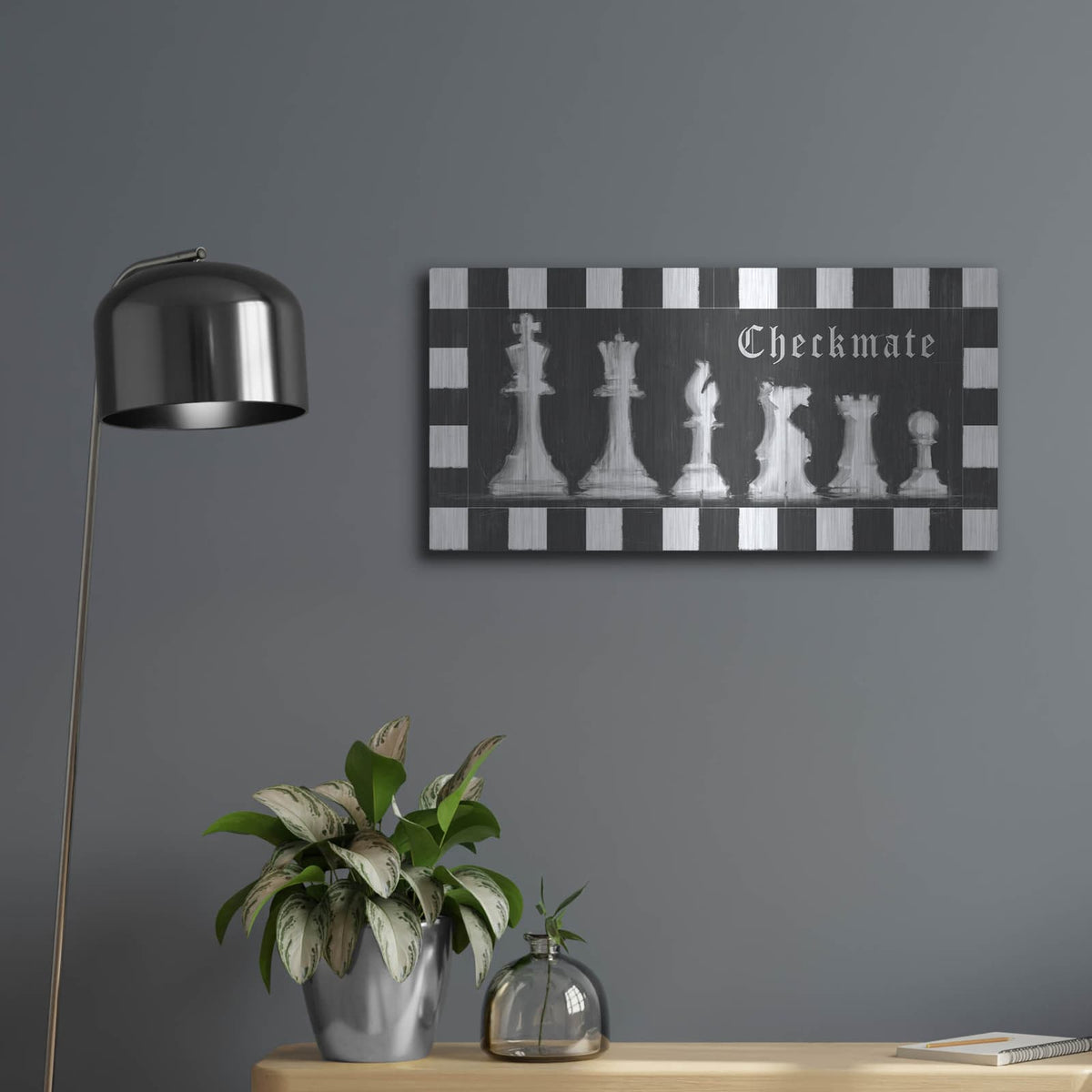 'Chess Piece Collection D' by Studio W – Metal Wall Art, 24x12 room view
