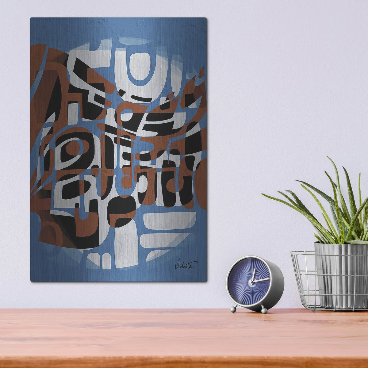 'Bleu Brun' by Ishita Banerjee – Metal Wall Art, 12x16 room view