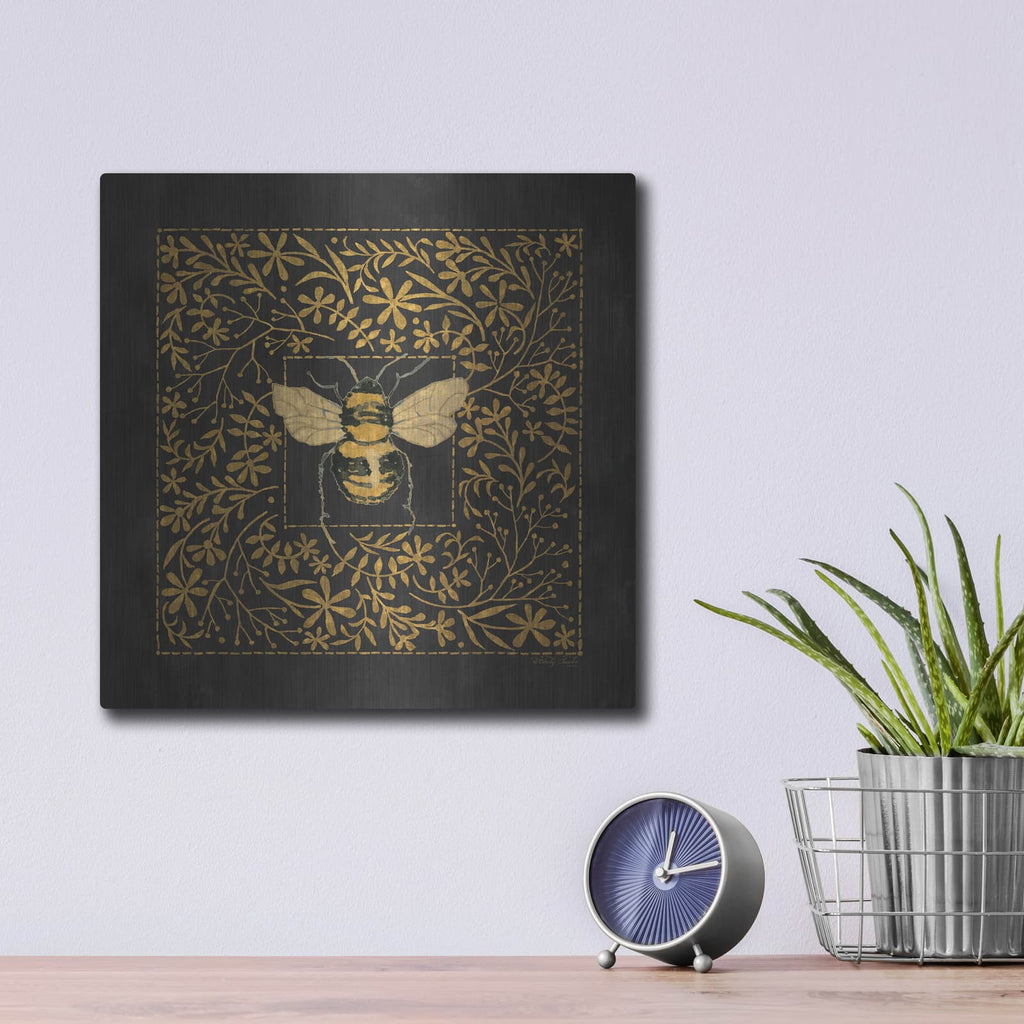 'Enchanted Flower Bee 1' by Cindy Jacobs – Metal Wall Art, 12x12 room view