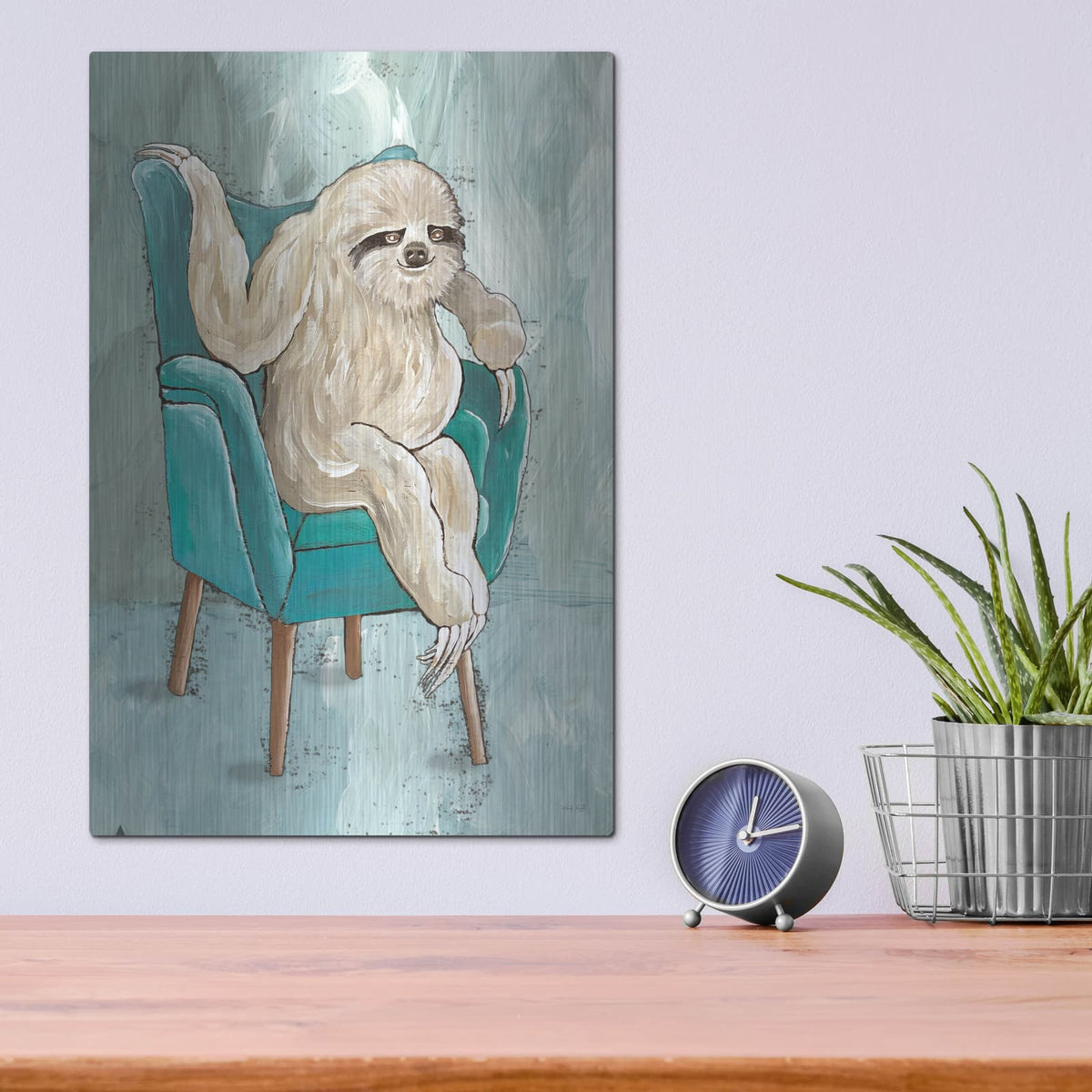 'Chill Sloth 1' by Cindy Jacobs – Metal Wall Art, 12x16 room view